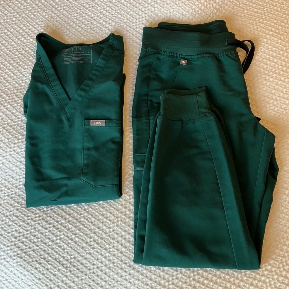 Figs Forest Green Scrubs Set
